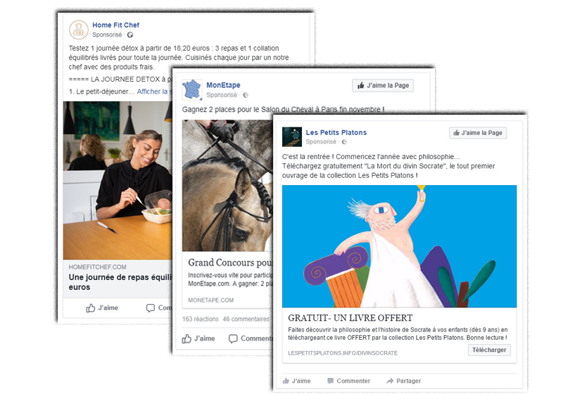 Pubs FACEBOOK ADS illustration , Poptrafic agence digitale TPE - PME - Ecommerce - Startup à Paris