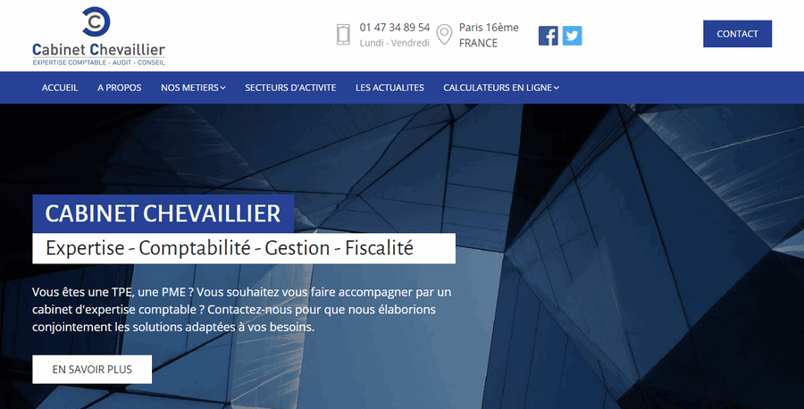 Digital Marketing - Découvrez le nouveau site du cabinet Chevaillier, expert-comptable à Paris 16